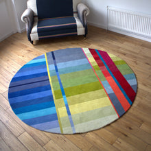 Blue Vortex Circle – Hand Knotted Pile Rug
